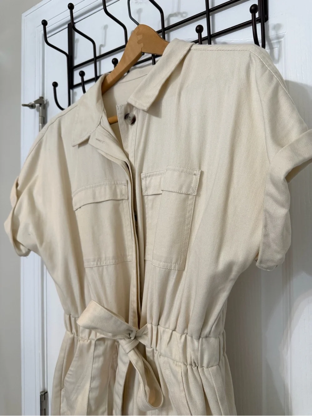 Universal Thread Cream Utility Jumpsuit with Tie Waist